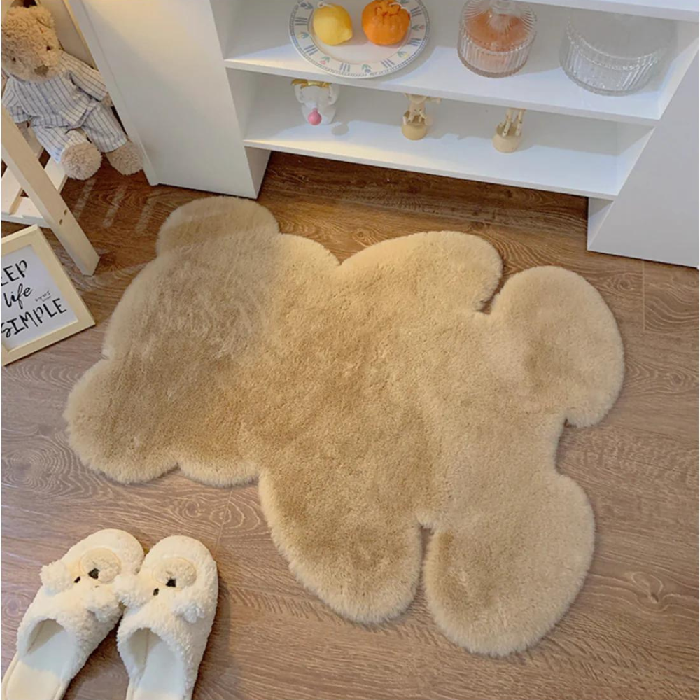 Gezellig Beren Tapijt - Pluche Vloermat voor Slaapkamer, 45 x 60 cm, Beschikbaar in Wit, Melkachtig Wit en Bruin 3