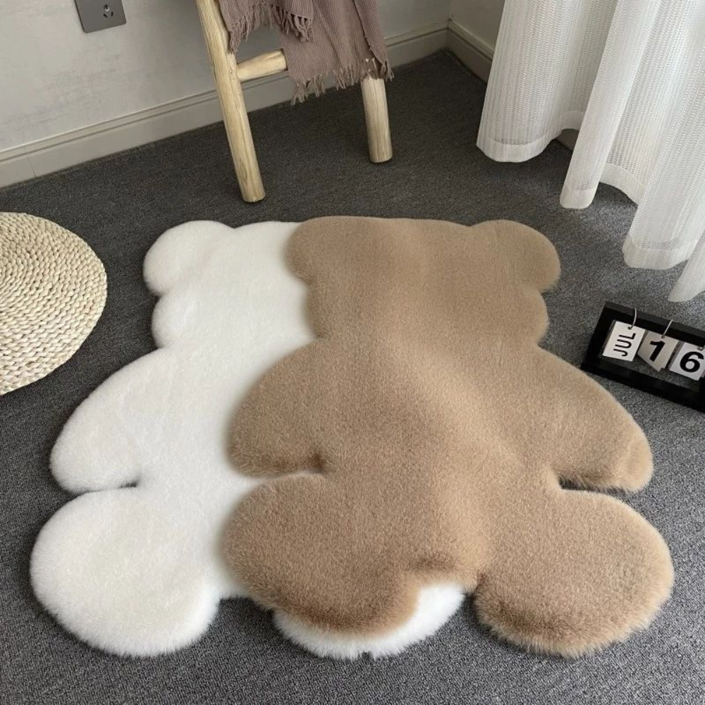 Gezellig Beren Tapijt - Pluche Vloermat voor Slaapkamer, 45 x 60 cm, Beschikbaar in Wit, Melkachtig Wit en Bruin 5