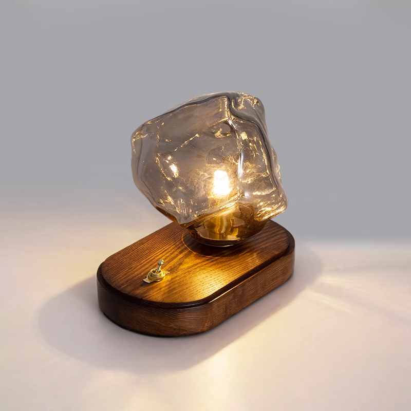 Glas Tafellamp met IJssteen Ontwerp – Elegante Verlichting voor Woonkamers en Slaapkamers 0