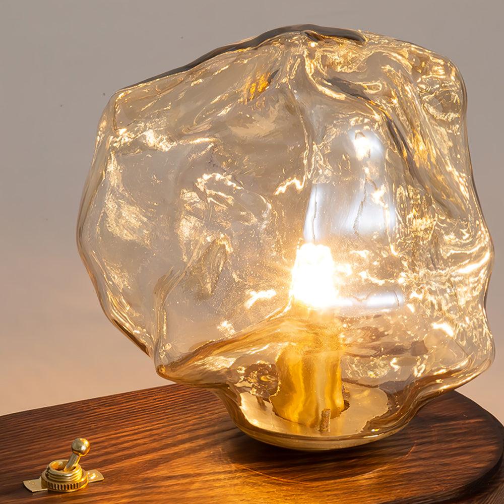 Glas Tafellamp met IJssteen Ontwerp – Elegante Verlichting voor Woonkamers en Slaapkamers 4