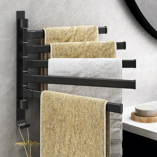 Handdoekenrek Zwart Met 5 Draaibare Armen – Modern Wandmontage Handdoek Rek Voor Badkamer 1