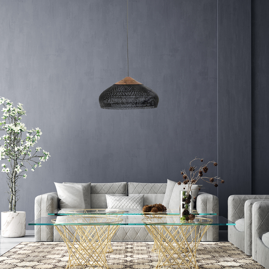 Handgemaakte Rieten Hanglamp voor Woonkamer en Eettafel - Japandi Boho Stijl met Warm Wit Licht 1