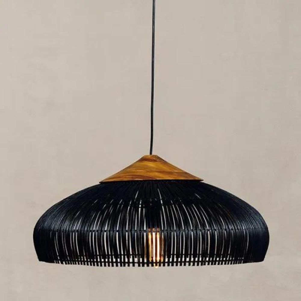 Handgemaakte Rieten Hanglamp voor Woonkamer en Eettafel - Japandi Boho Stijl met Warm Wit Licht 3