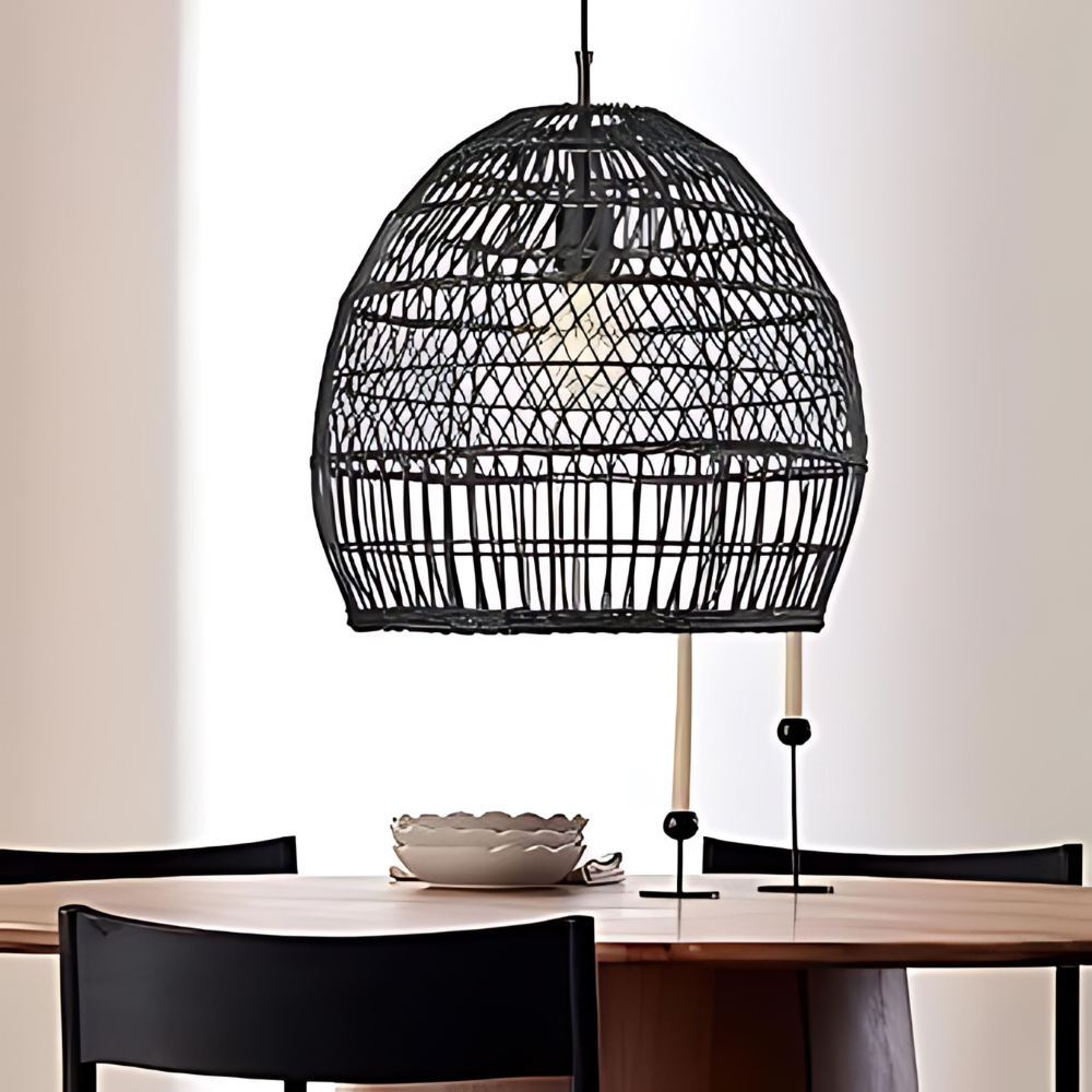 Handgemaakte Rotan Hanglamp voor Eettafel – Boho Stijl Woonkamer Lamp met Warme Verlichting 3