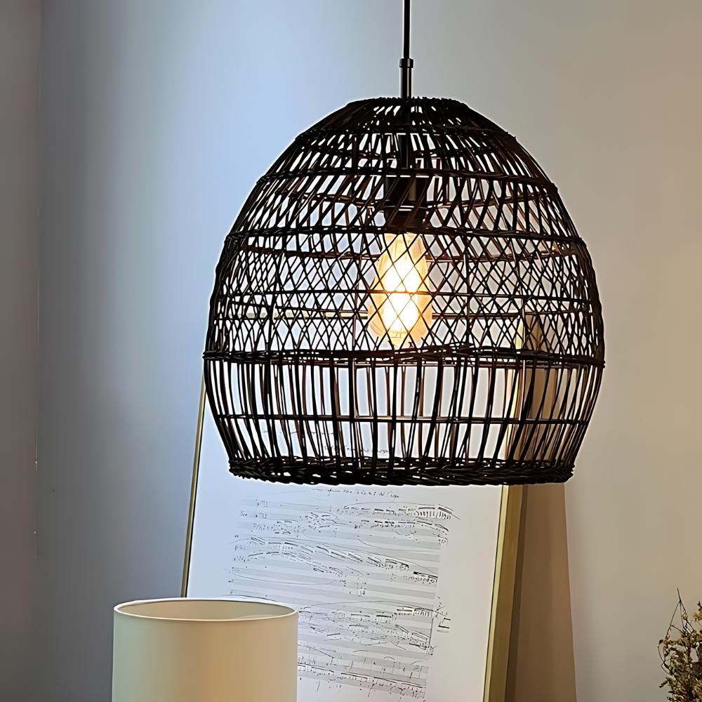 Handgemaakte Rotan Hanglamp voor Eettafel – Boho Stijl Woonkamer Lamp met Warme Verlichting 4