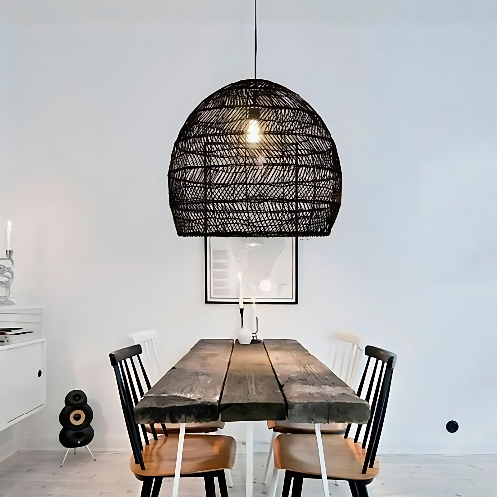 Handgemaakte Rotan Hanglamp voor Eettafel – Boho Stijl Woonkamer Lamp met Warme Verlichting 5