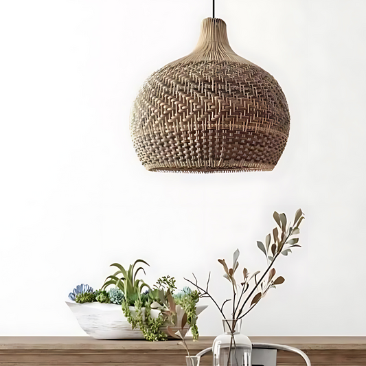 Handgeweven Rieten Hanglamp voor Woonkamer – Bohemian Stijl, 30cm Hoog, Natuurlijk Riet, Duurzaam en Eenvoudig te Installeren 1