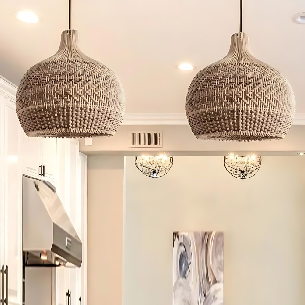 Handgeweven Rieten Hanglamp voor Woonkamer – Bohemian Stijl, 30cm Hoog, Natuurlijk Riet, Duurzaam en Eenvoudig te Installeren 2