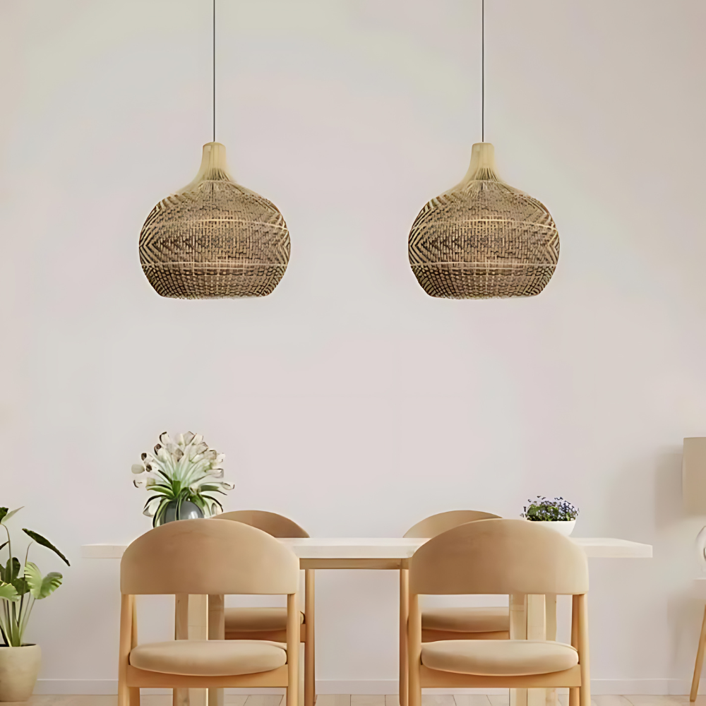 Handgeweven Rieten Hanglamp voor Woonkamer – Bohemian Stijl, 30cm Hoog, Natuurlijk Riet, Duurzaam en Eenvoudig te Installeren 3
