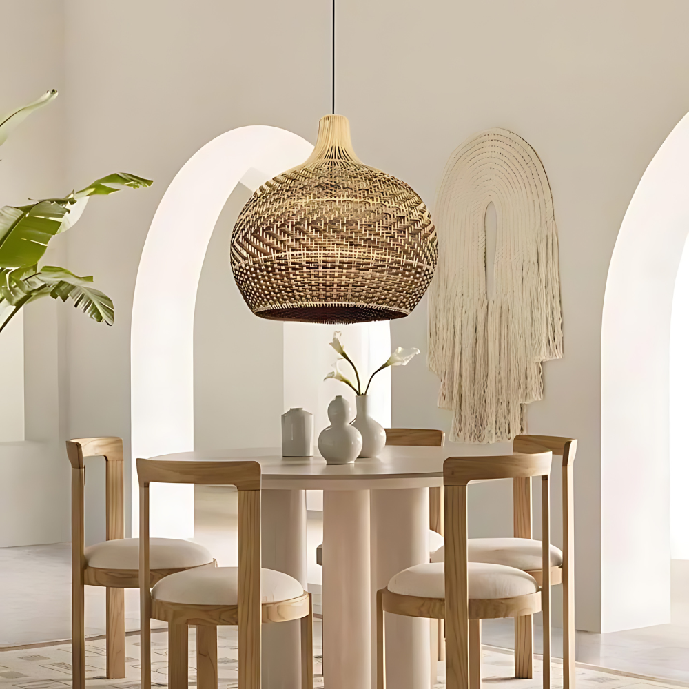 Handgeweven Rieten Hanglamp voor Woonkamer – Bohemian Stijl, 30cm Hoog, Natuurlijk Riet, Duurzaam en Eenvoudig te Installeren 4