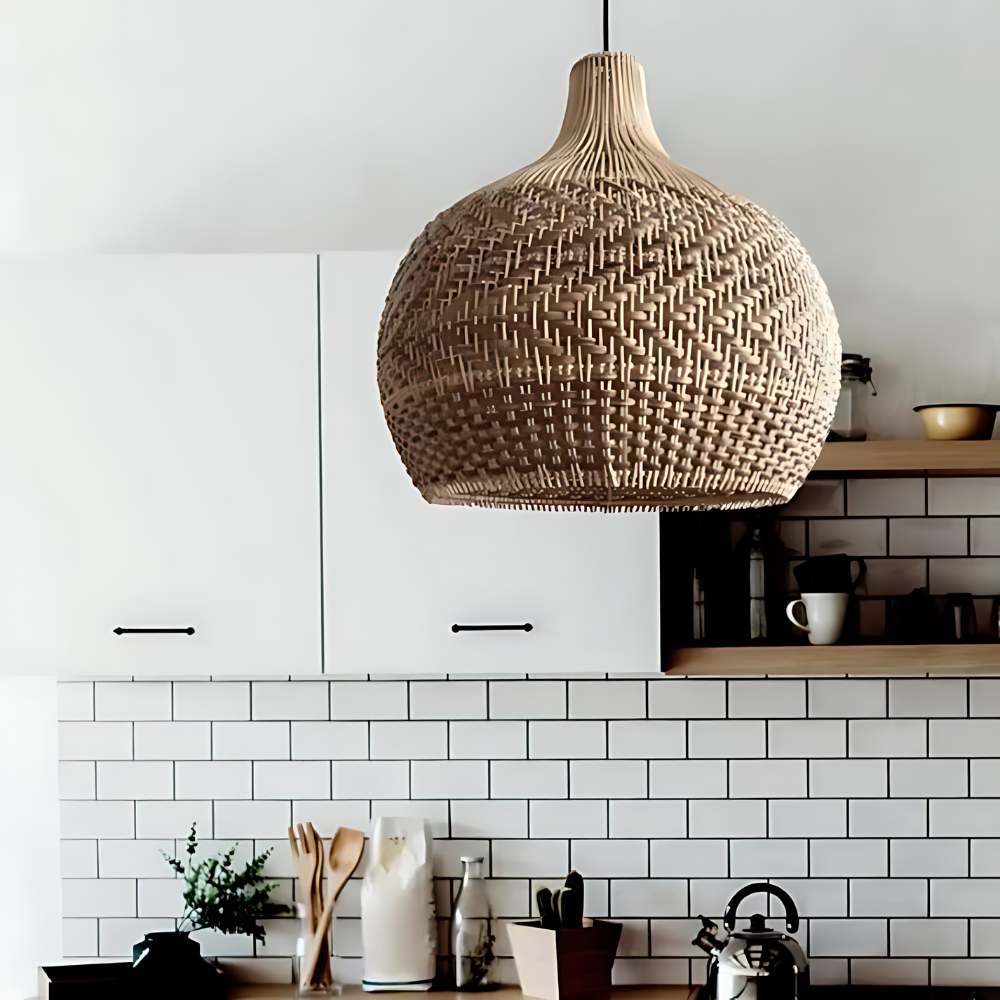 Handgeweven Rieten Hanglamp voor Woonkamer – Bohemian Stijl, 30cm Hoog, Natuurlijk Riet, Duurzaam en Eenvoudig te Installeren 5