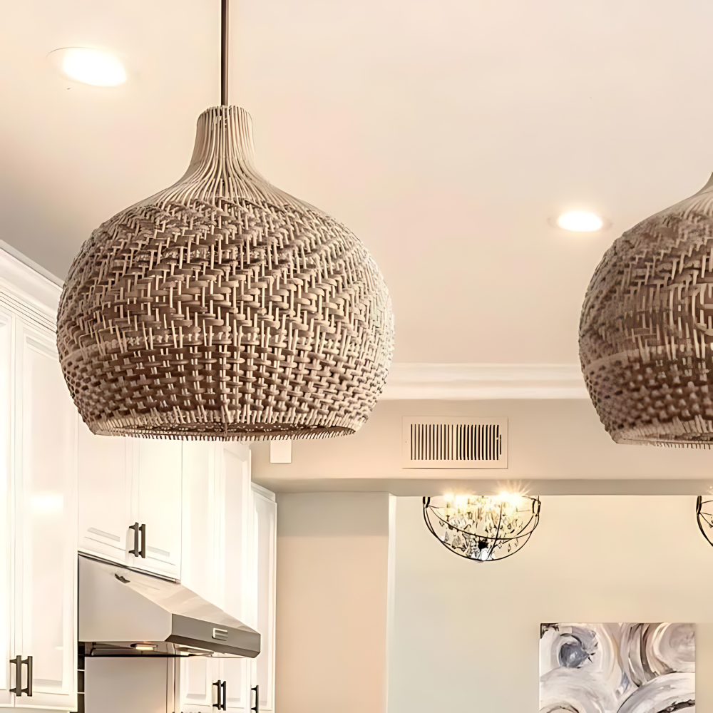 Handgeweven Rieten Hanglamp voor Woonkamer – Bohemian Stijl, 30cm Hoog, Natuurlijk Riet, Duurzaam en Eenvoudig te Installeren 6
