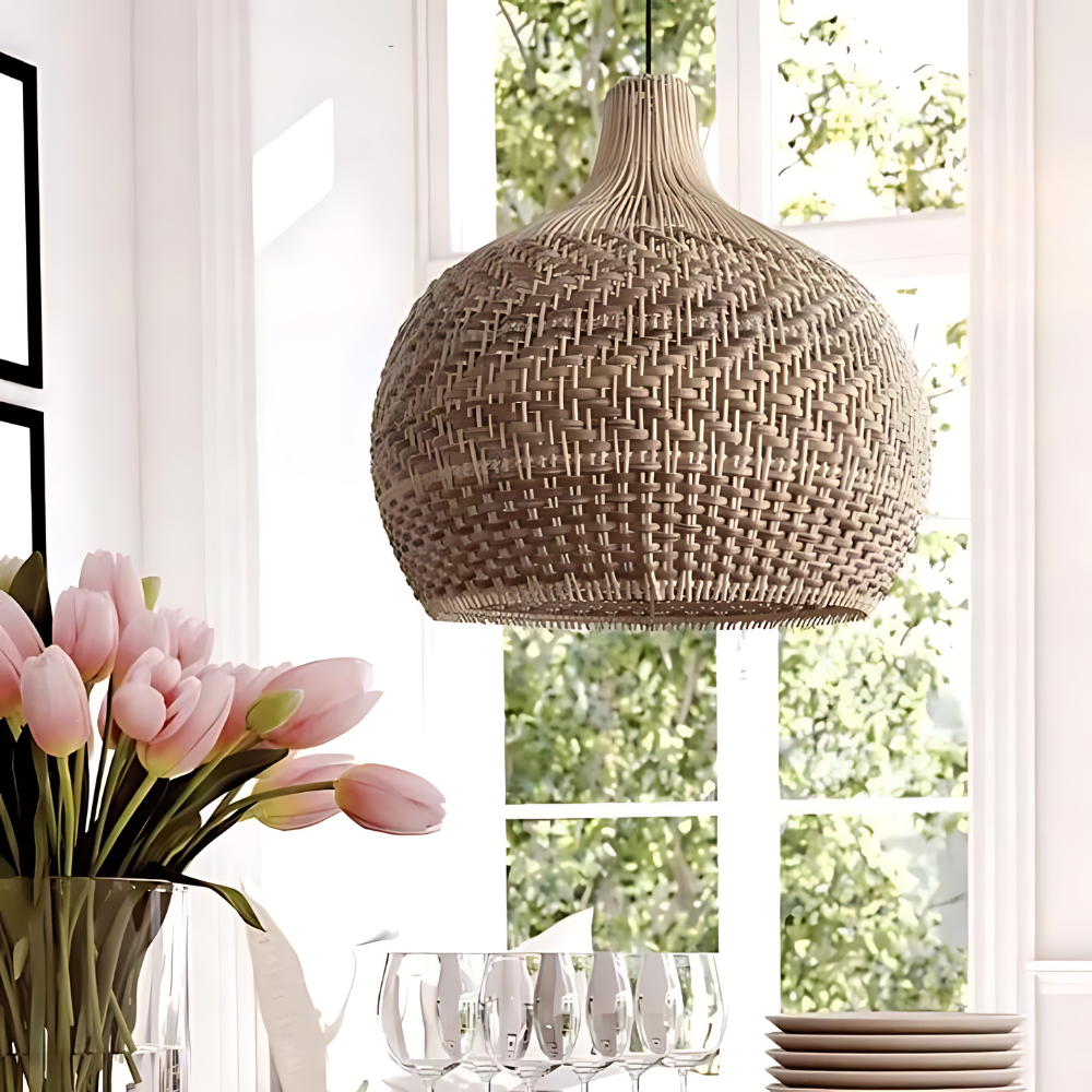 Handgeweven Rieten Hanglamp voor Woonkamer – Bohemian Stijl, 30cm Hoog, Natuurlijk Riet, Duurzaam en Eenvoudig te Installeren 7