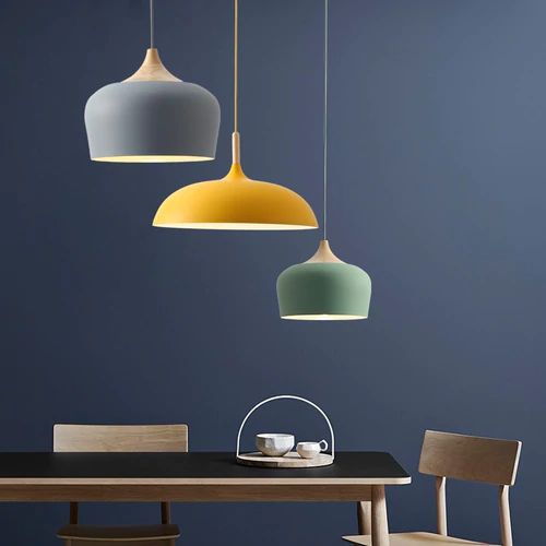Hanglamp van Metaal en Hout in Pasteltinten voor Eettafel – Verstelbare Hoogte en Sfeervolle Verlichting 2