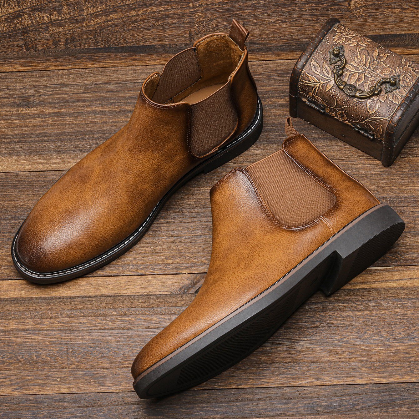 Heren Chelsea Laarzen met Elastische Zijpanelen – Comfortabele en Stijlvolle Boots voor Casual en Formele Gelegenheden 6