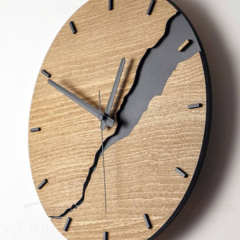 Houten Wandklok 30x30 cm met Minimalistisch Ontwerp – Tijdloze Decoratie voor Elke Kamer 2