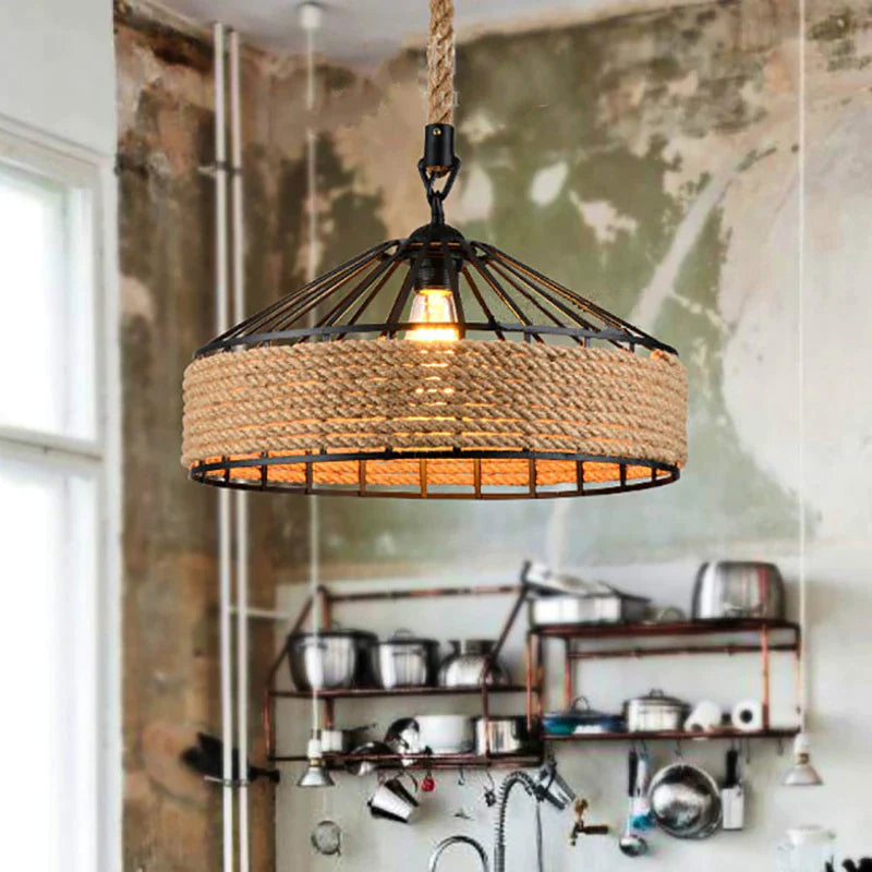 Industriële Hanglamp Zwart met Touw – Modern Woonkamer Lamp voor Stijlvolle Verlichting 1
