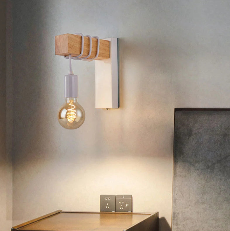 Industriële Wandlamp met Houten Accenten voor Minimalistische Interieur – Perfect voor Slaapkamer en Hal 4