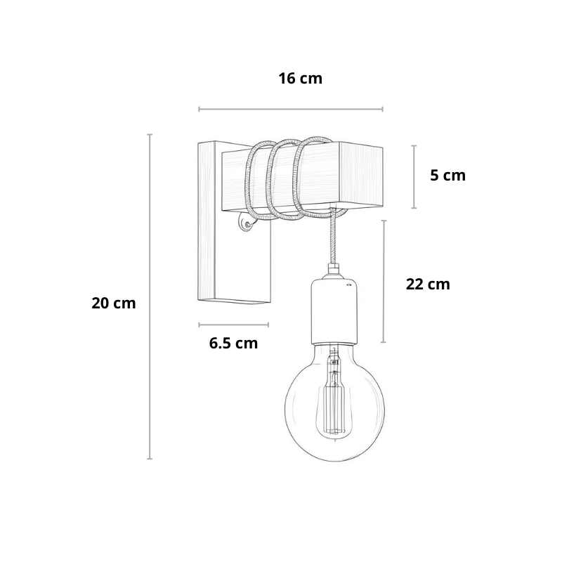 Industriële Wandlamp met Houten Accenten voor Minimalistische Interieur – Perfect voor Slaapkamer en Hal 7