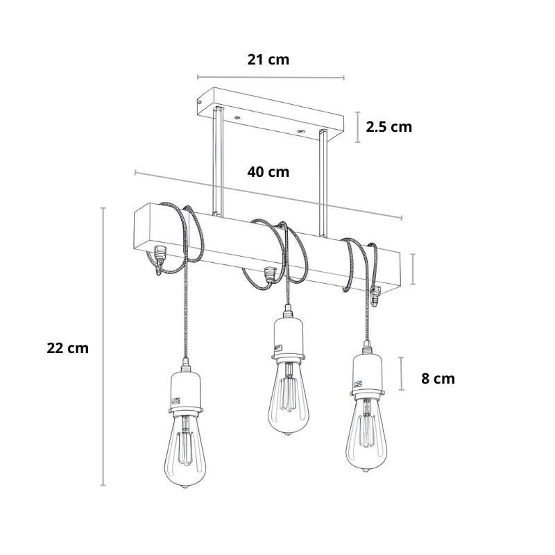 Industriële Zwarte Hanglamp met Verstelbare Hoogte – 3-Lichts Stalen en Houten Ontwerp 4