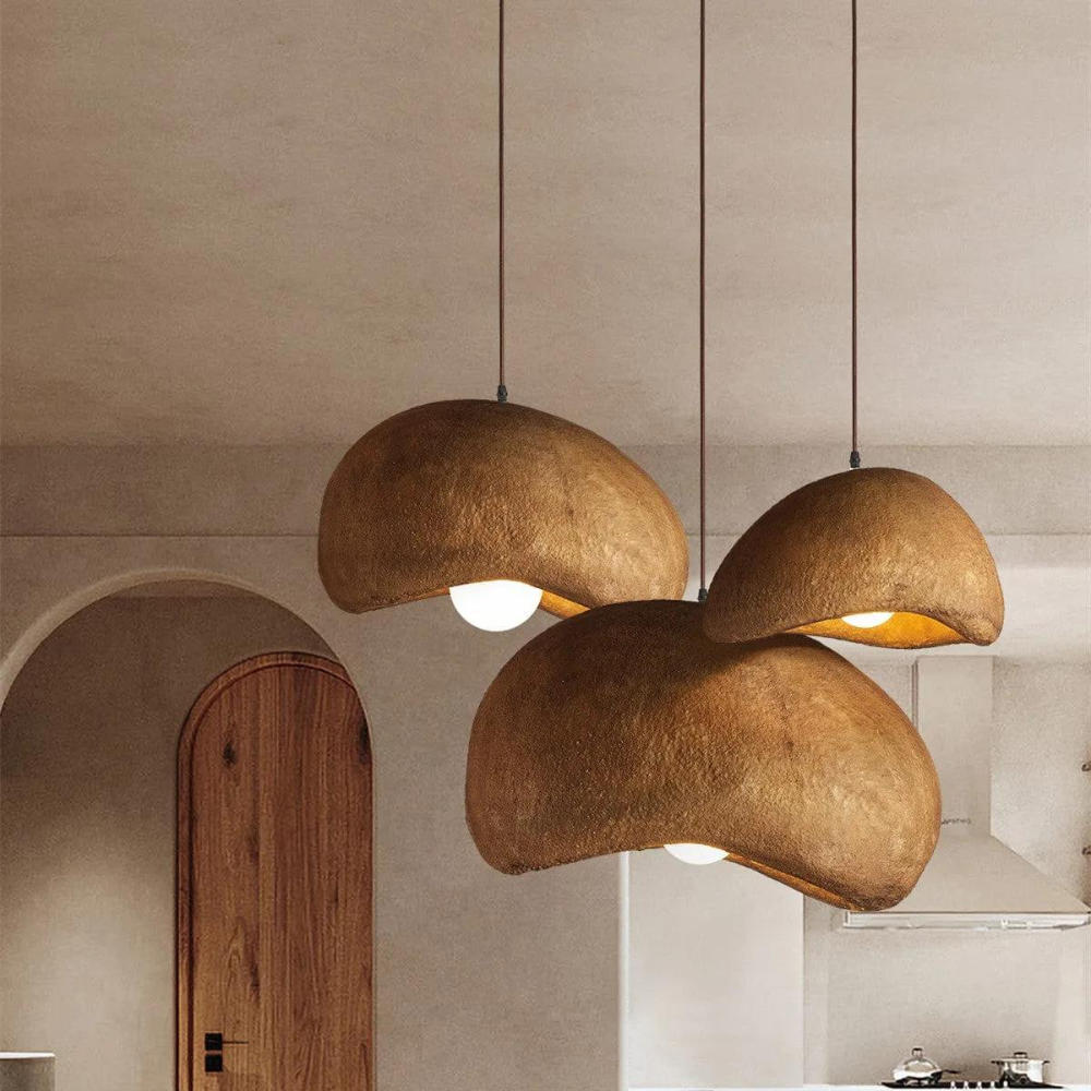 Japandi Hanglamp van Hoogwaardig Hars met Textuur - Minimalistisch Design voor LED Verlichting 1
