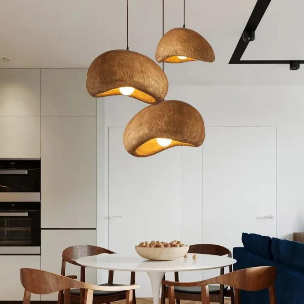 Japandi Hanglamp van Hoogwaardig Hars met Textuur - Minimalistisch Design voor LED Verlichting 2
