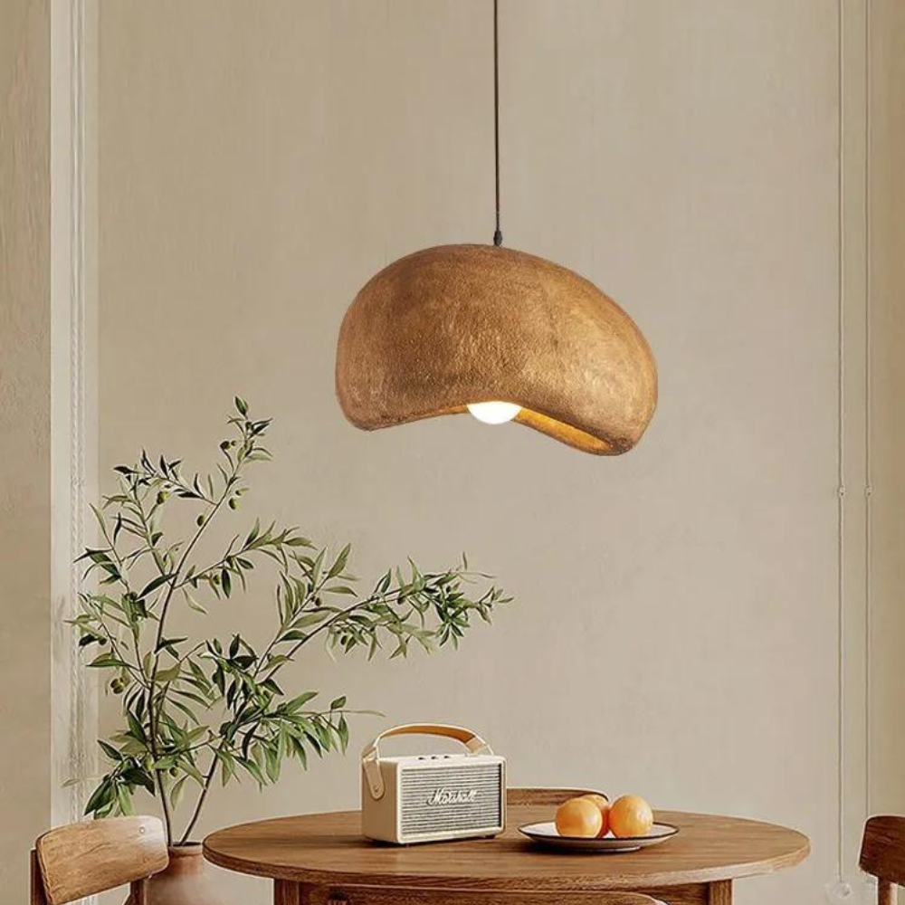 Japandi Hanglamp van Hoogwaardig Hars met Textuur - Minimalistisch Design voor LED Verlichting 4
