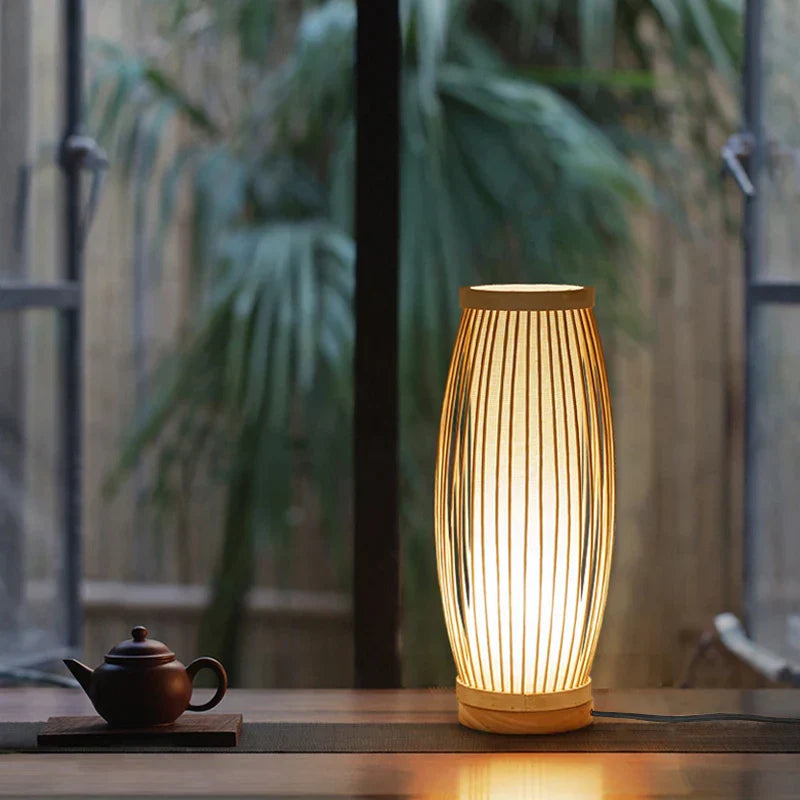 Japanse Hanglamp van Bamboe en Hout – Zen Woonkamer Lamp voor Serene Sfeer, 60 cm Hoog, Natuurlijk Ontwerp 0