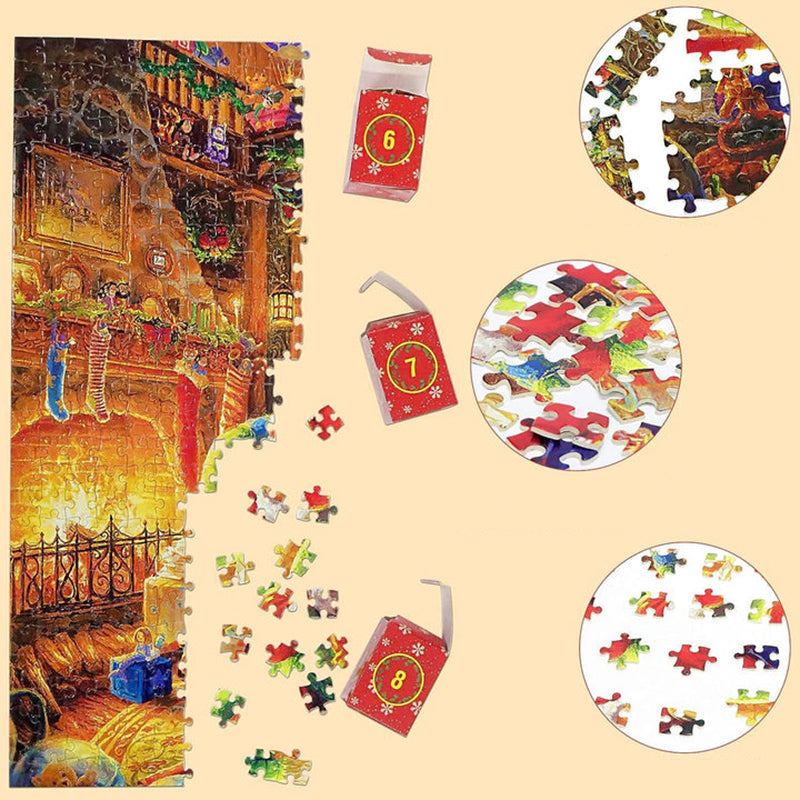 Kerst Puzzel Adventskalender met 1008 Stukjes en 24 Herbruikbare Doosjes – Uniek Kerstontwerp met Poster 7