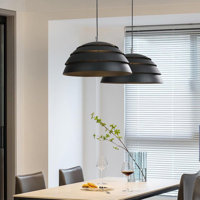 Moderne Zwarte Hanglamp voor Eettafel – Koepelvormige LED Woonkamer Lamp met E27 Fitting, Minimalistisch Ontwerp