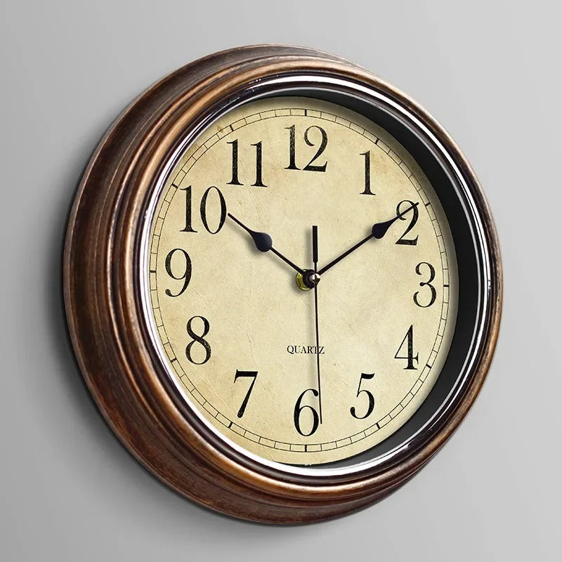 Klassieke Houten Wandklok met Geruisloze Werking – Tijdloze Sierklok voor Woonkamer en Keuken 0