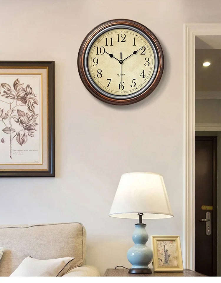 Klassieke Houten Wandklok met Geruisloze Werking – Tijdloze Sierklok voor Woonkamer en Keuken 1