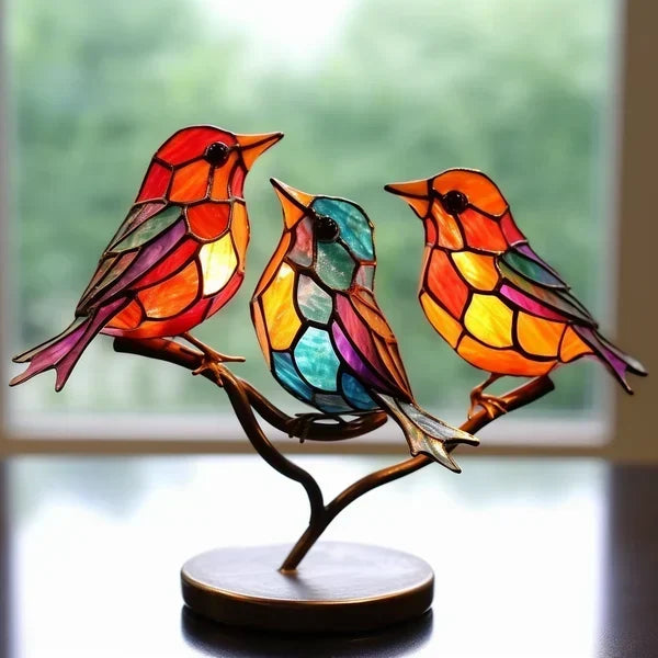 Kleurrijk Acryl Vogelbeeld – Handgemaakt Decor voor Woonkamer en Slaapkamer, 15 cm Hoog, Duurzaam en Uniek 3