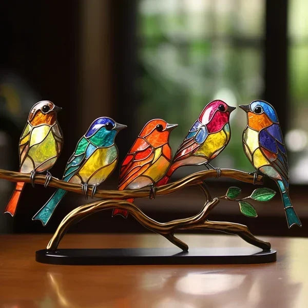 Kleurrijk Acryl Vogelbeeld – Handgemaakt Decor voor Woonkamer en Slaapkamer, 15 cm Hoog, Duurzaam en Uniek 7