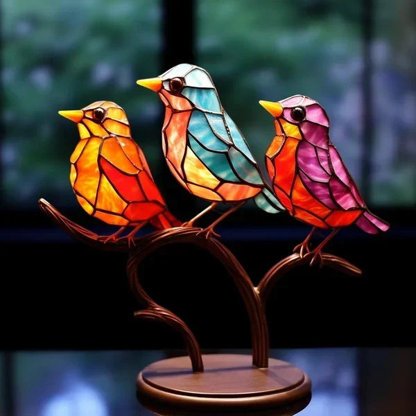 Kleurrijk Acryl Vogelbeeld – Handgemaakt Decor voor Woonkamer en Slaapkamer, 15 cm Hoog, Duurzaam en Uniek 9
