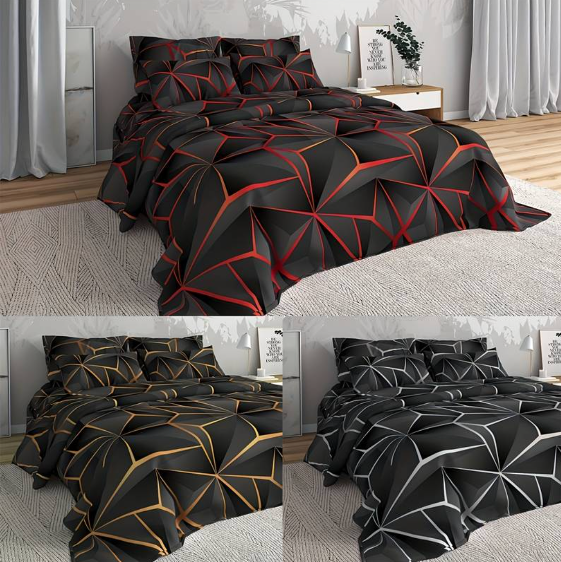 Luxe Dekbedset van Microfiber met Hotel-Design – Ademend, Kreukbestendig en Machinewasbaar, 1 Dekbedhoes en 2 Kussenslopen 4