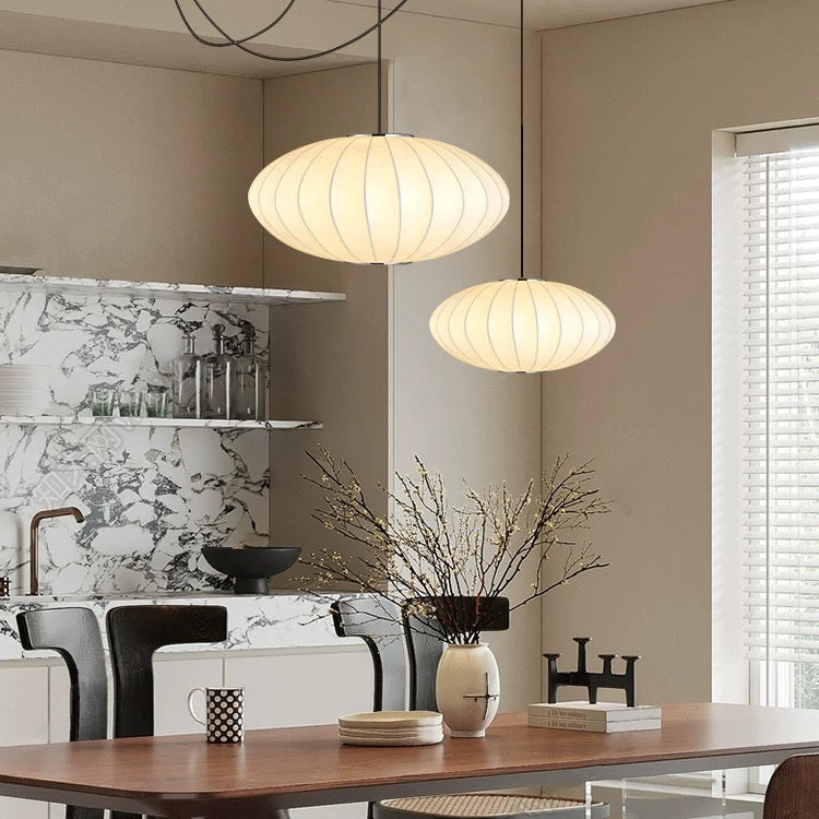 Luxe Japandi Hanglamp voor Eettafel – Elegante Zijden Lamp voor Woonkamer en Slaapkamer 2