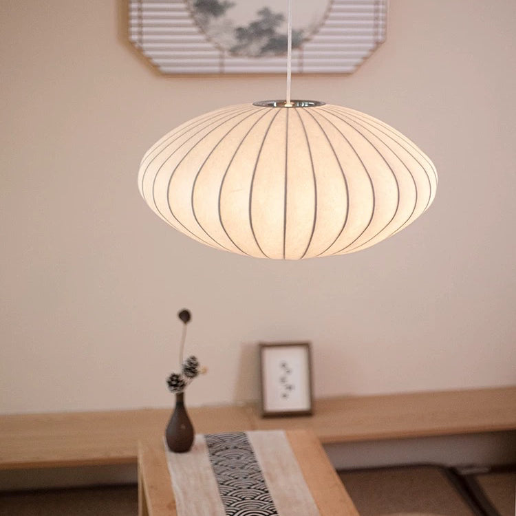 Luxe Japandi Hanglamp voor Eettafel – Elegante Zijden Lamp voor Woonkamer en Slaapkamer 3