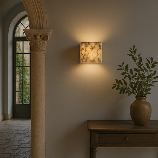 Marmeren Wandlamp in Kubusvorm met LED Verlichting – Minimalistisch Design 1