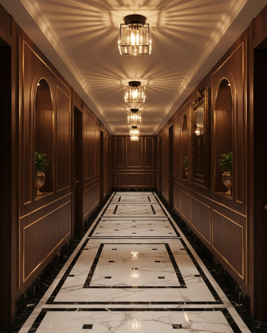 Matzwarte Plafondlamp met Gefacetteerd Glas voor Slaapkamer en Modern Interieur 1