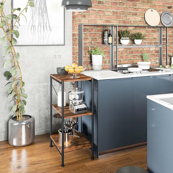 Metalen Opbergrek met 3 Planken - Multifunctioneel Staand Rek voor Keuken, Badkamer en Woonkamer - Zwart 30x44x76,8 cm 3