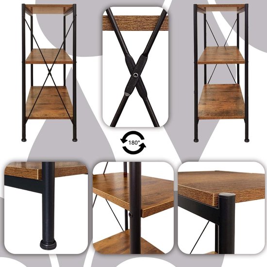 Metalen Opbergrek met 3 Planken - Multifunctioneel Staand Rek voor Keuken, Badkamer en Woonkamer - Zwart 30x44x76,8 cm 4