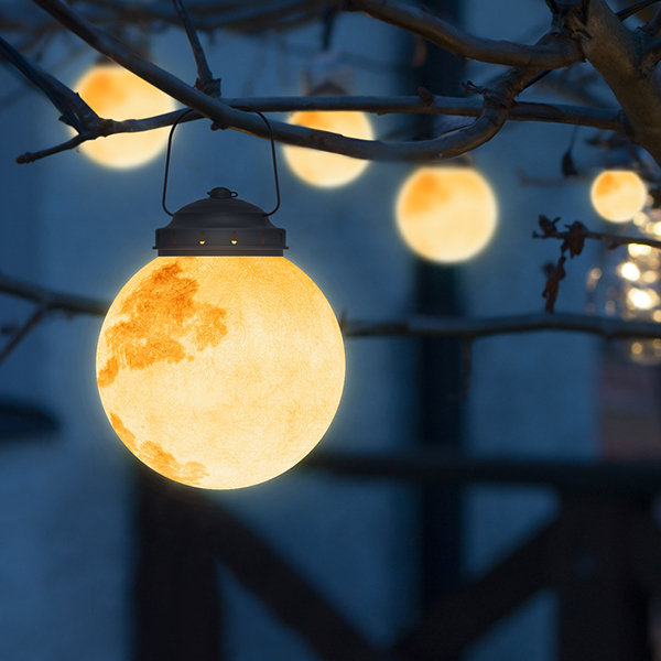 Moderne LED Buitenlamp in Goud Metaal en Hars – Zonne-energie Hanglamp voor Tuin 0