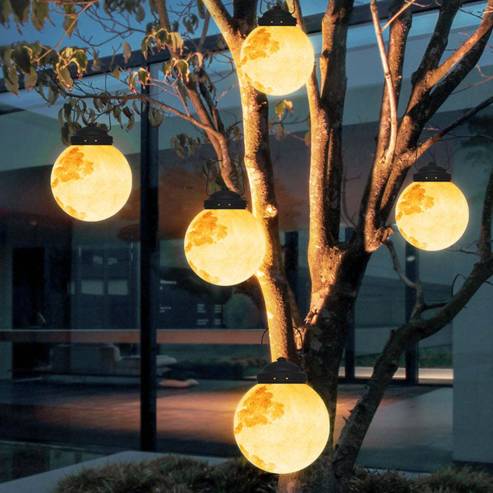 Moderne LED Buitenlamp in Goud Metaal en Hars – Zonne-energie Hanglamp voor Tuin 4