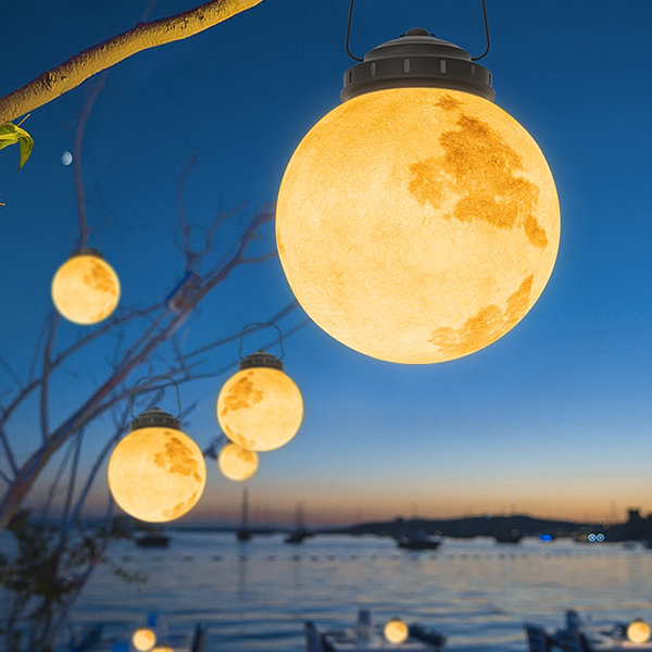 Moderne LED Buitenlamp in Goud Metaal en Hars – Zonne-energie Hanglamp voor Tuin 6