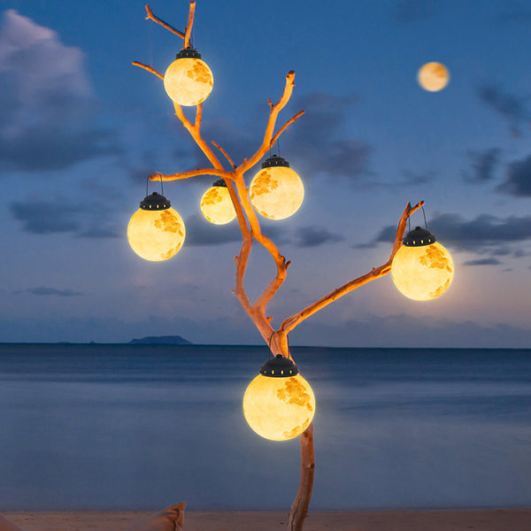Moderne LED Buitenlamp in Goud Metaal en Hars – Zonne-energie Hanglamp voor Tuin 7