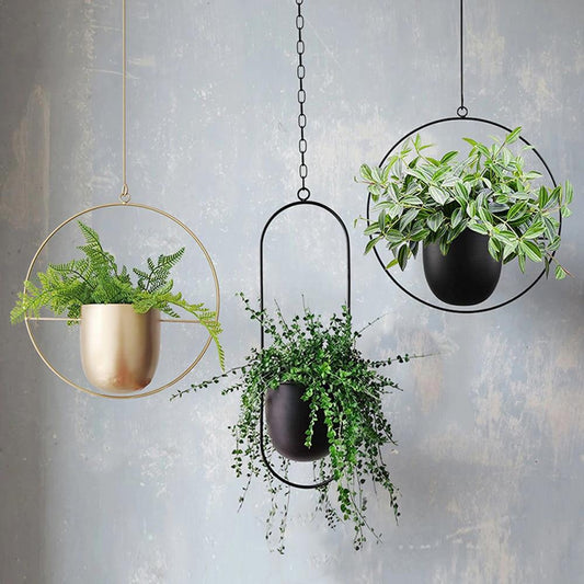 Moderne Minimalistische Plantenhanger van IJzer met Aanpasbare Hangketting – Perfect voor Muurdecoratie 1