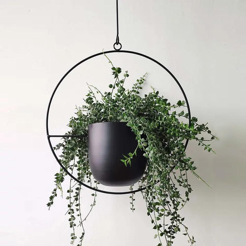 Moderne Minimalistische Plantenhanger van IJzer met Aanpasbare Hangketting – Perfect voor Muurdecoratie 2