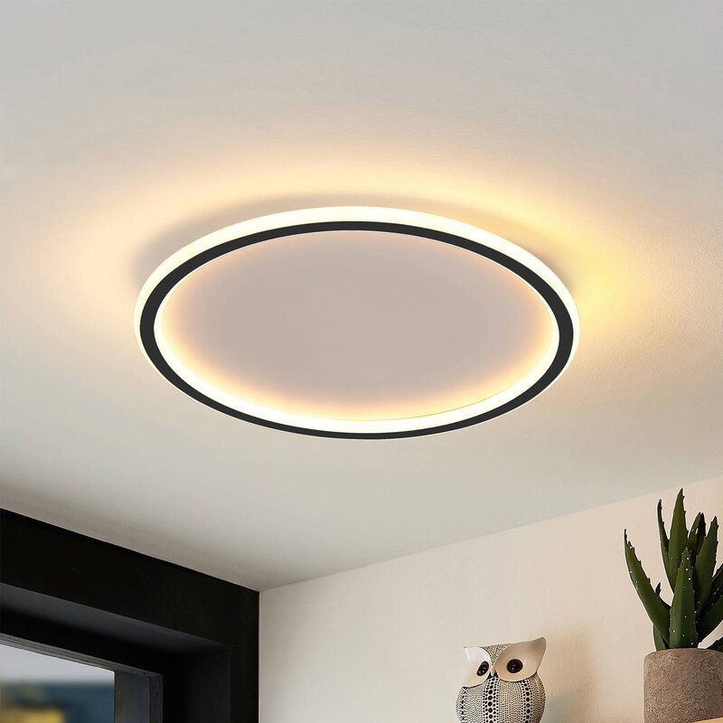 Moderne Ronde LED Plafondlamp in Zwart/Wit van Metaal en Acryl – 45 cm 0