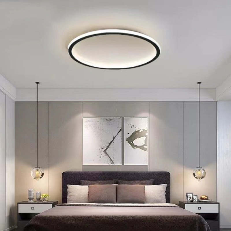Moderne Ronde LED Plafondlamp in Zwart/Wit van Metaal en Acryl – 45 cm 2